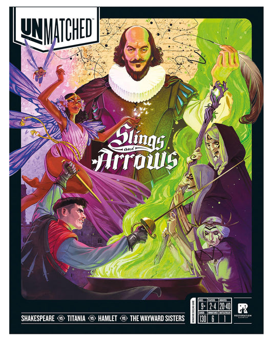 Restoration Games Unmatched Slings and Arrows hero miniature in dramatic pose for immersive duels