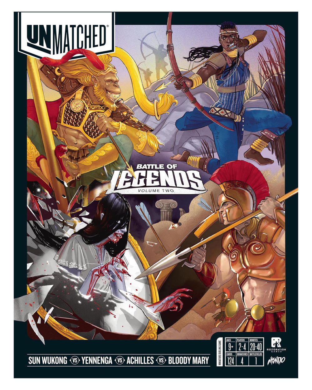 Restoration Games Unmatched Vol 2 hero miniatures ready for dynamic duels