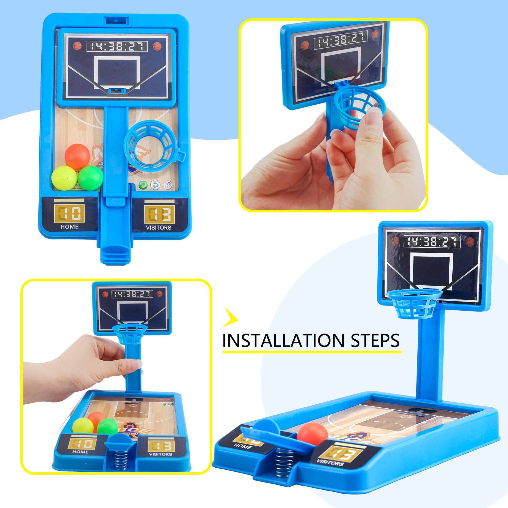Restroma desktop basketball board with durable ABS construction for long-lasting use.