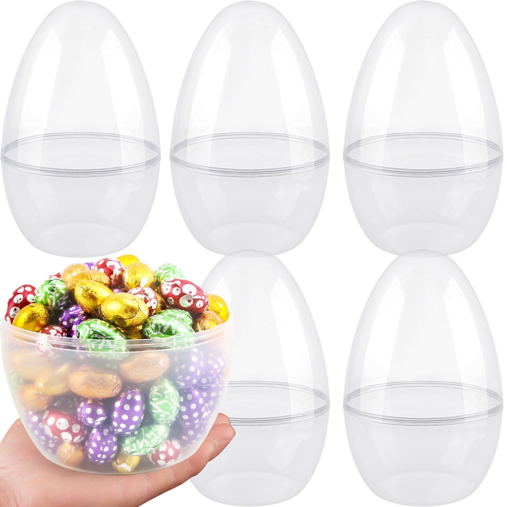 Restroma giant Easter egg 10-inch clear shell showcases hidden treats for egg hunts.