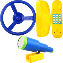 Restroma swingset steering wheel for imaginative outdoor play.