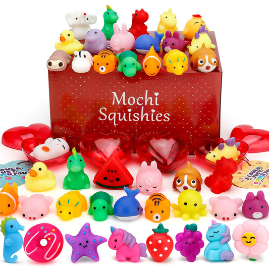 Resumplan mochi squishy toys with heart cases for classroom prizes.