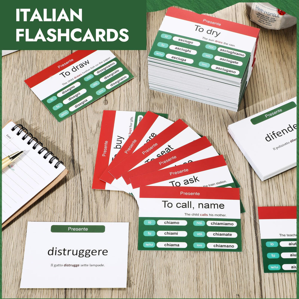 Resurhang Italian flashcards portable compact size for learning on the go