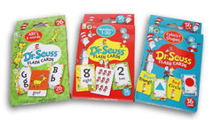 Retail Dr. Seuss flash cards for ABCs and words, classroom practice.