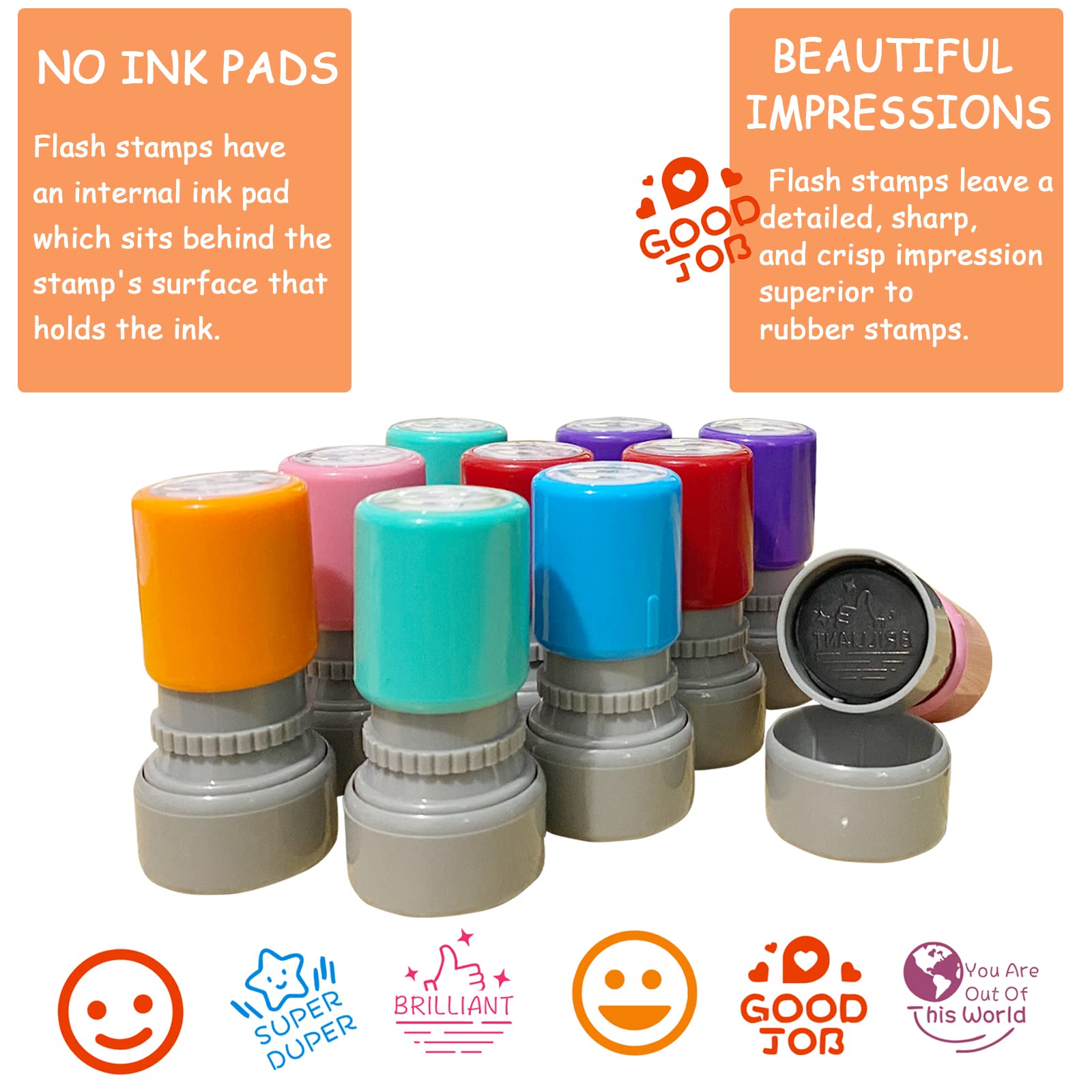 Retainbre colorful teacher stamps pack ideal for prizes and rewards.