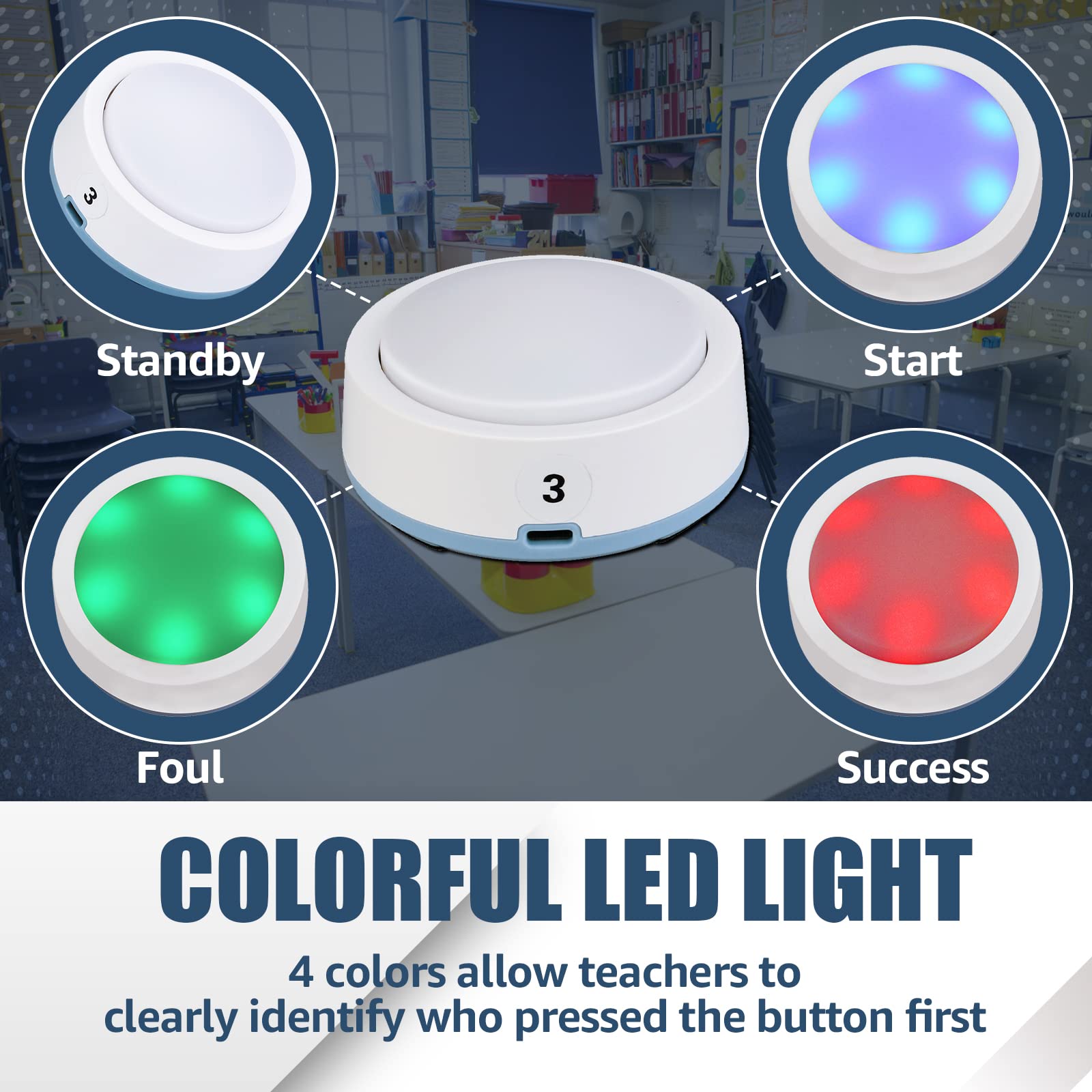 Retekess TM101 buzzer set with 6 included for classroom use.