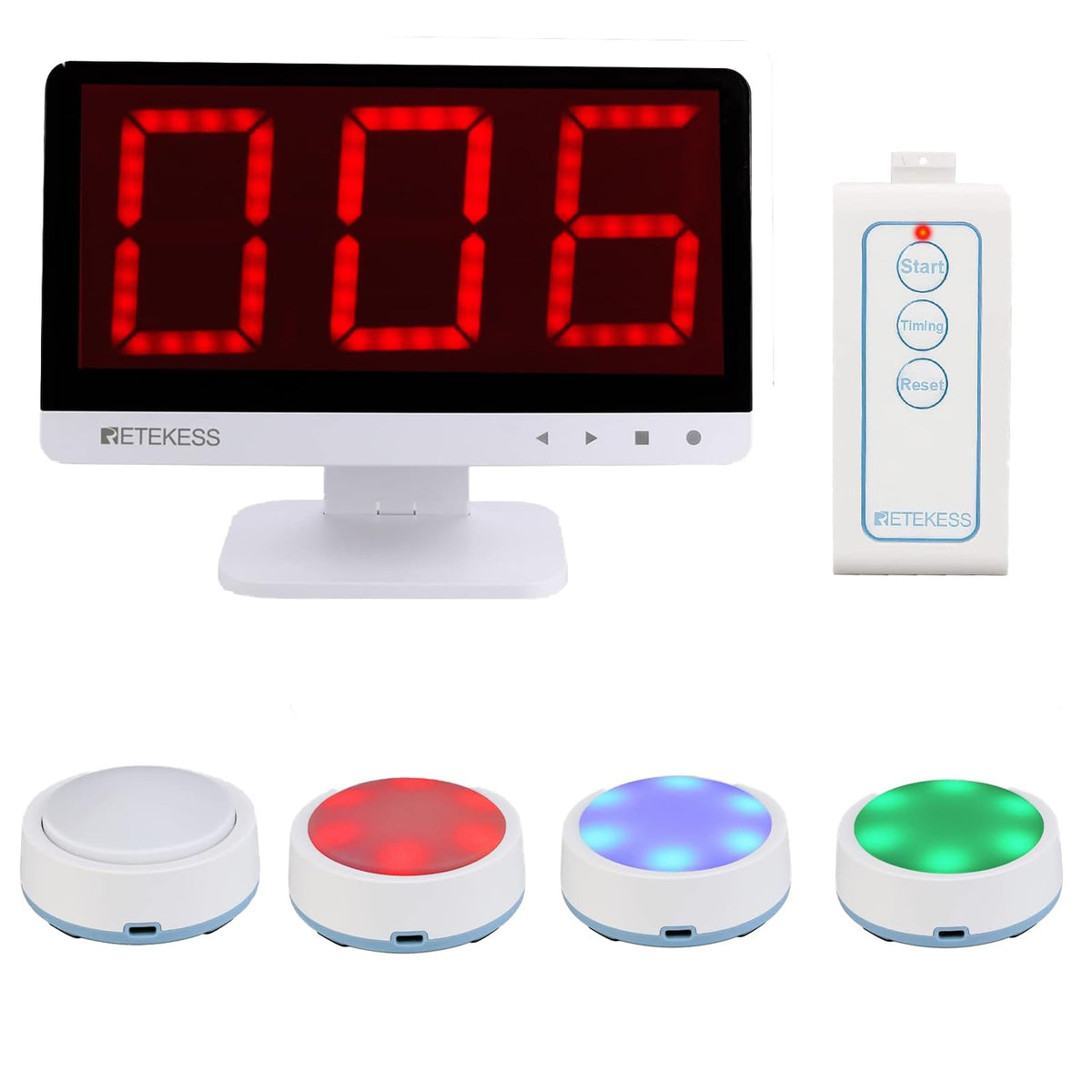 Retekess TM101 buzzers with colorful buttons for fast classroom responses.