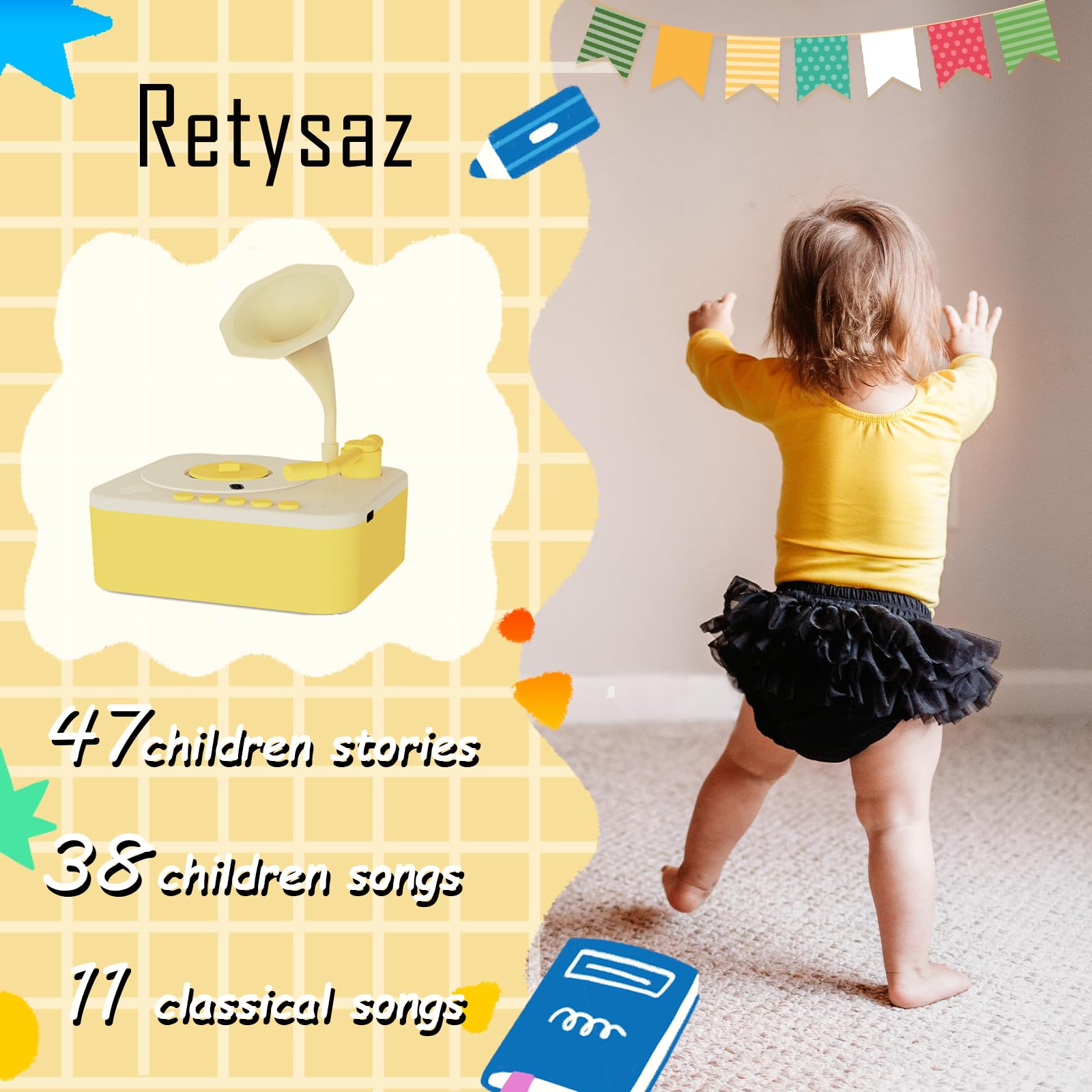 Retysaz phonograph with stylus ready for simple playback