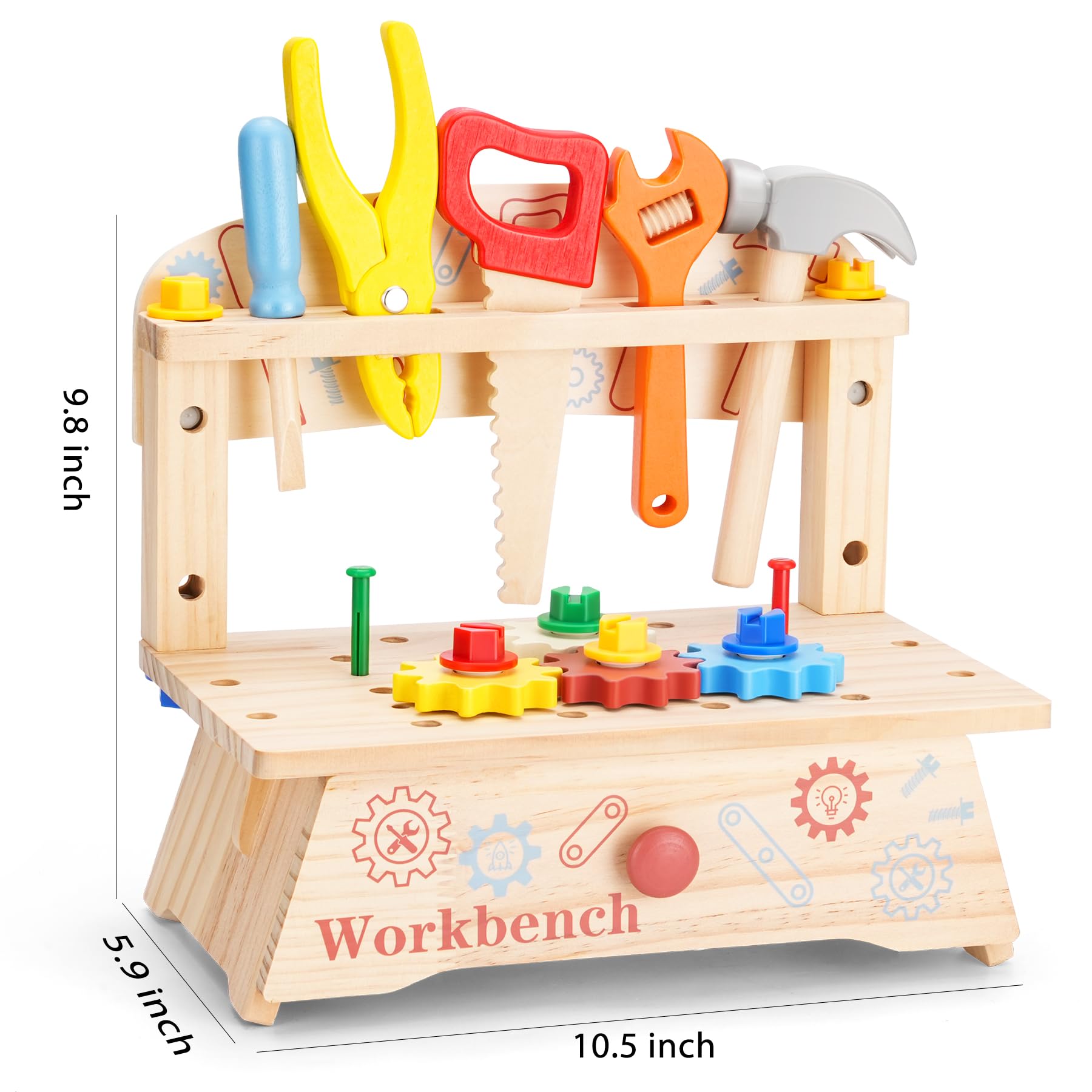 REXBETI wooden mallet provides gentle, safe hammering for tiny hands.