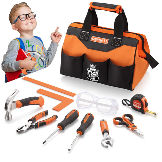 REXBETI kids tool set with orange bag for hands-on learning and organization