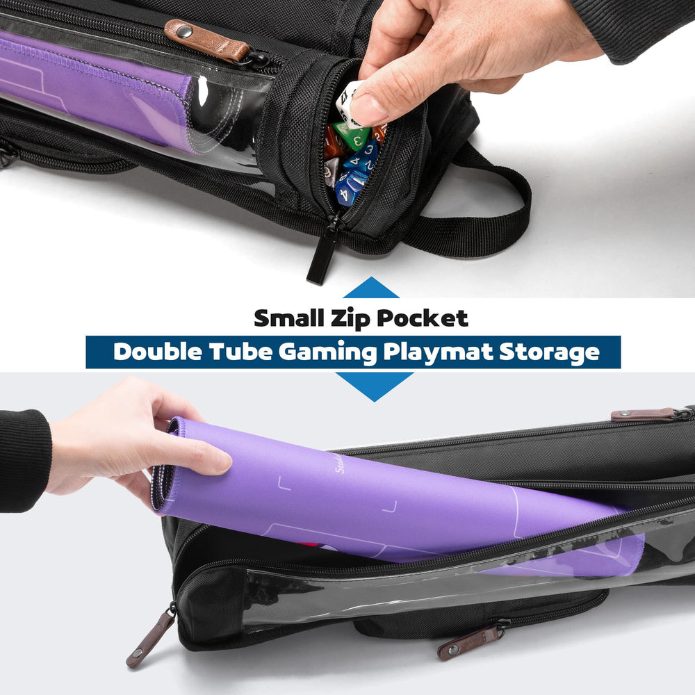 Rexmica playmat tube case open pocket view highlights mat visibility and access