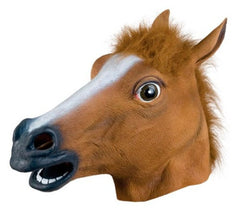 REYINL Kingmys latex horse head mask front view with brown fur for costume use