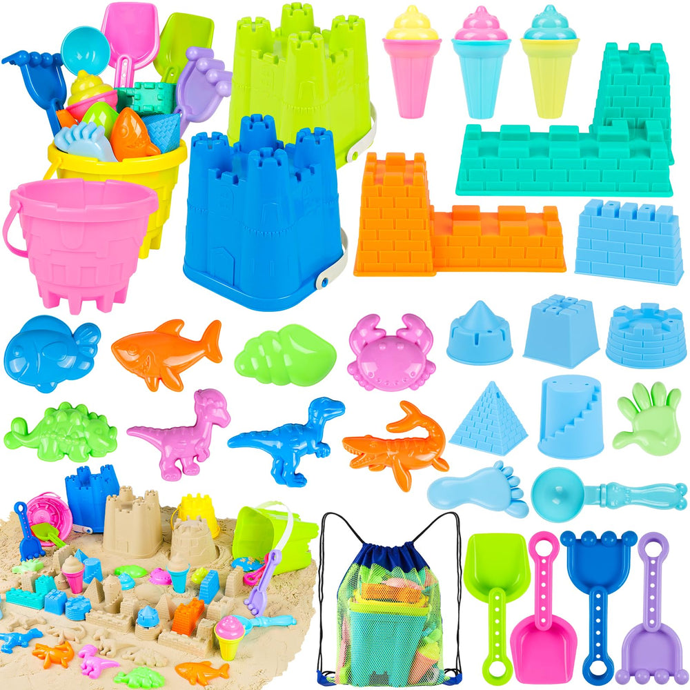 REZUCREY beach toys four buckets enable imaginative sandcastles at the shore