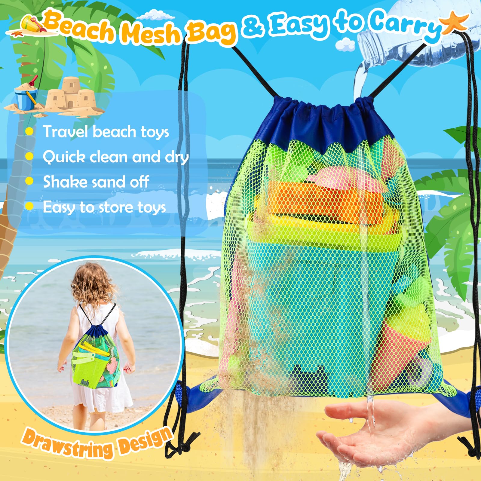 REZUCREY mesh bag keeps toys organized and dries quickly after use