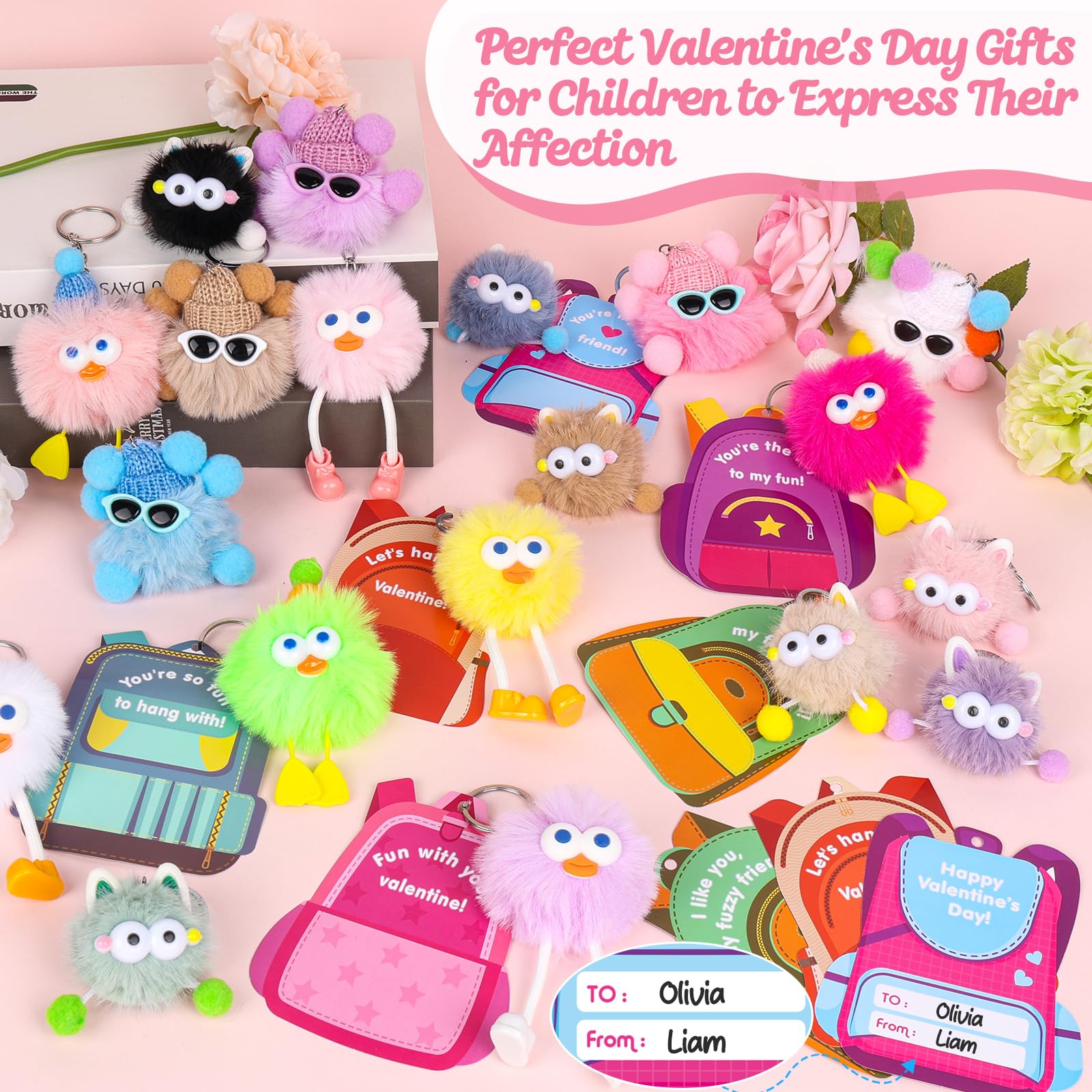 REZUCREY valentines cards with keychains enable personal notes.