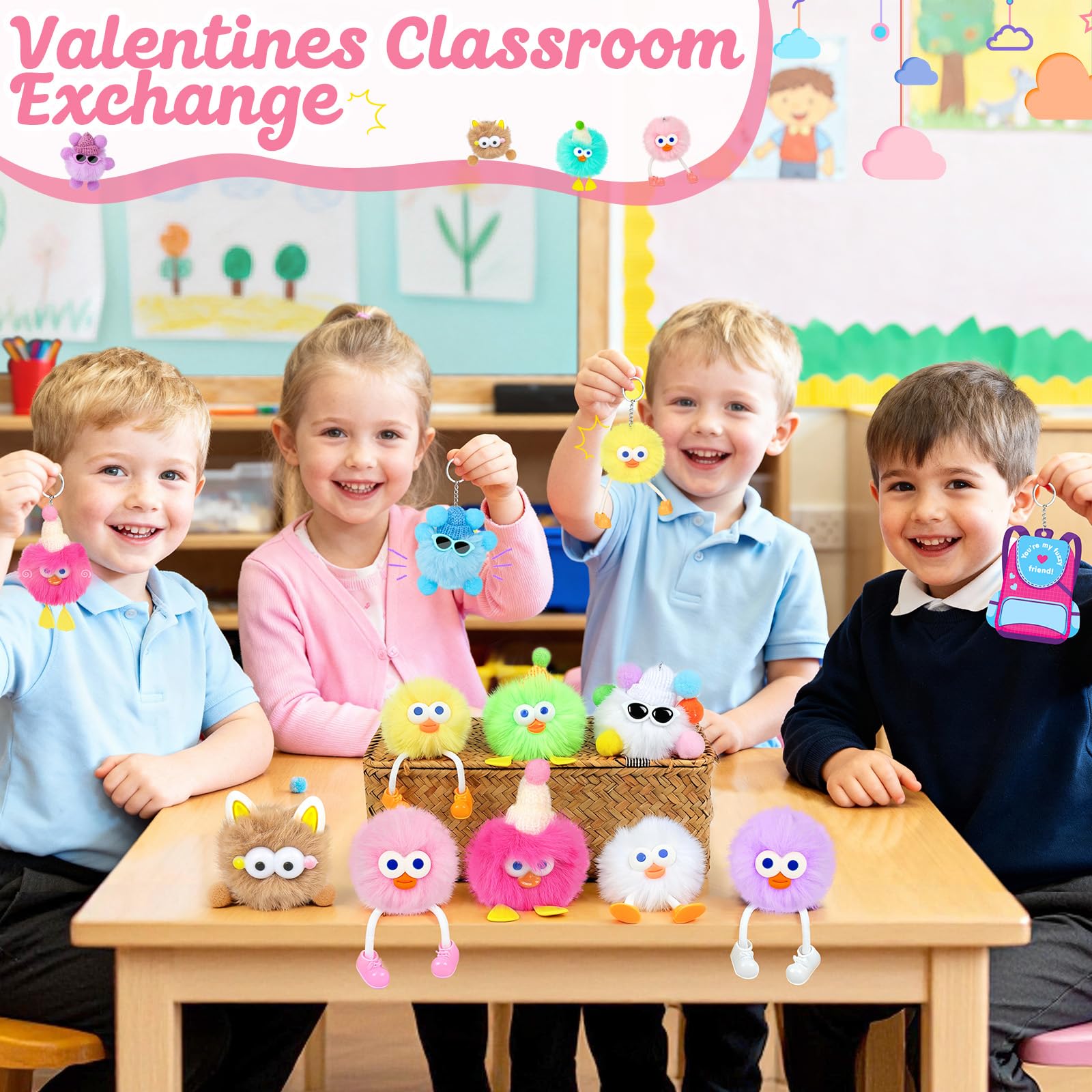 REZUCREY valentines plush keychains attached to backpacks for daily use.