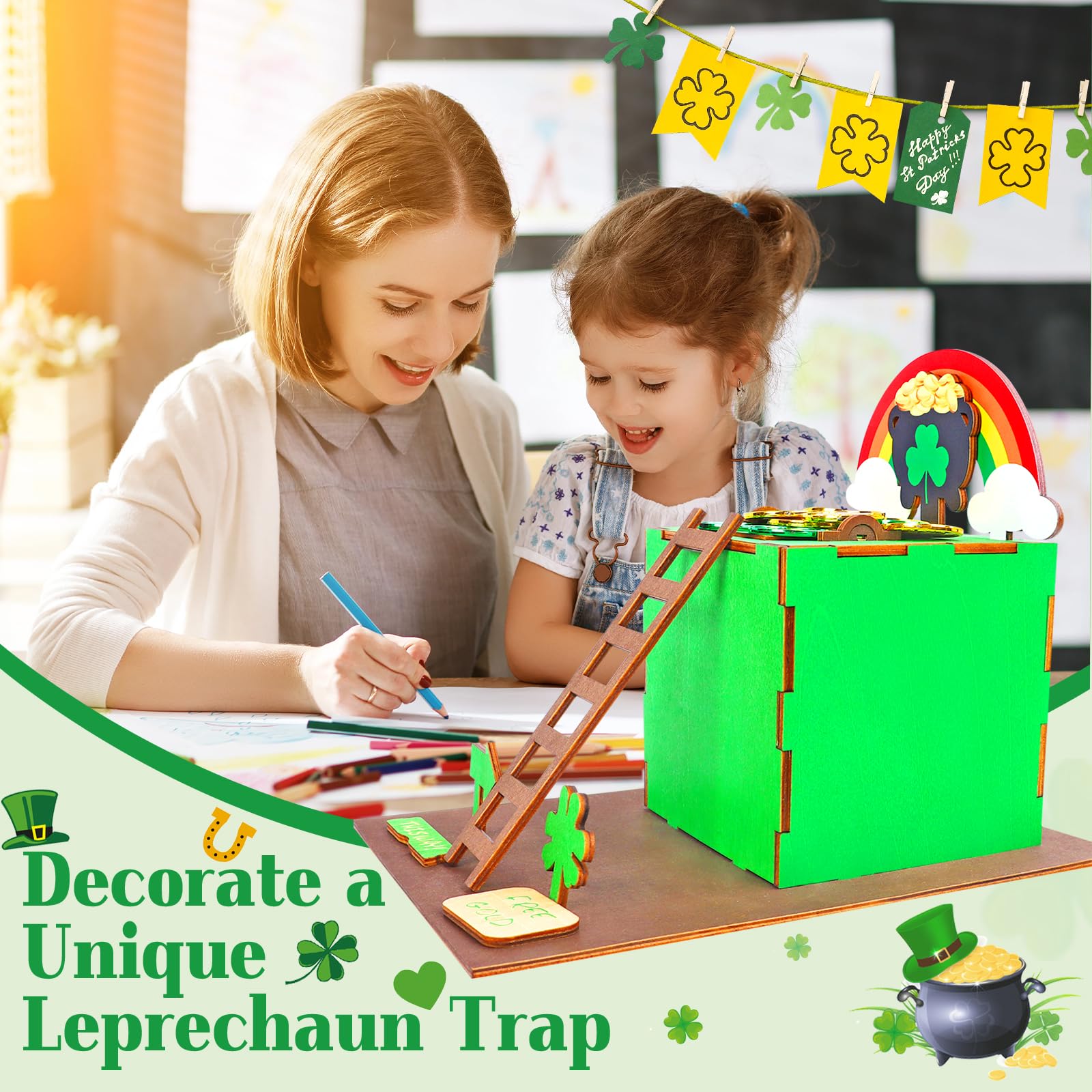 RGJ Finished painted trap display enhances St. Patrick's Day decor.