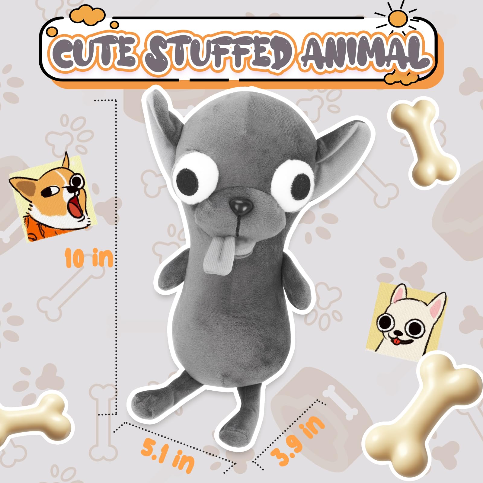 RHHSSE tongue-out Chihuahua plush showcases quirky design for fun gifting moments.