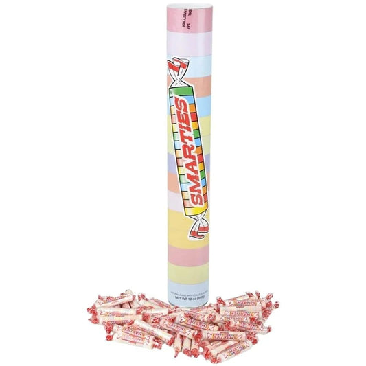 Rhode Island Novelty 18-inch Smarties Mega Tube front view with colorful candies ready to share.