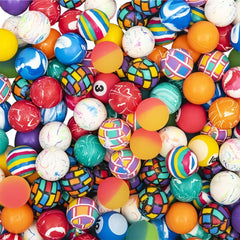 Rhode Island Novelty 27mm assorted bounce balls in vibrant colors for parties and prizes.