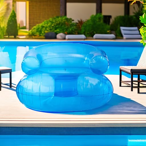 Rhode Island Novelty 36-inch inflatable chair by the pool for casual outdoor relaxation.