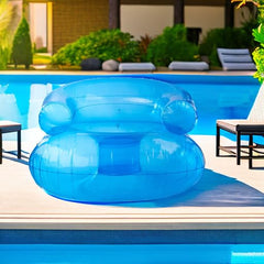 Rhode Island Novelty 36-inch inflatable chair by the pool for casual outdoor relaxation.