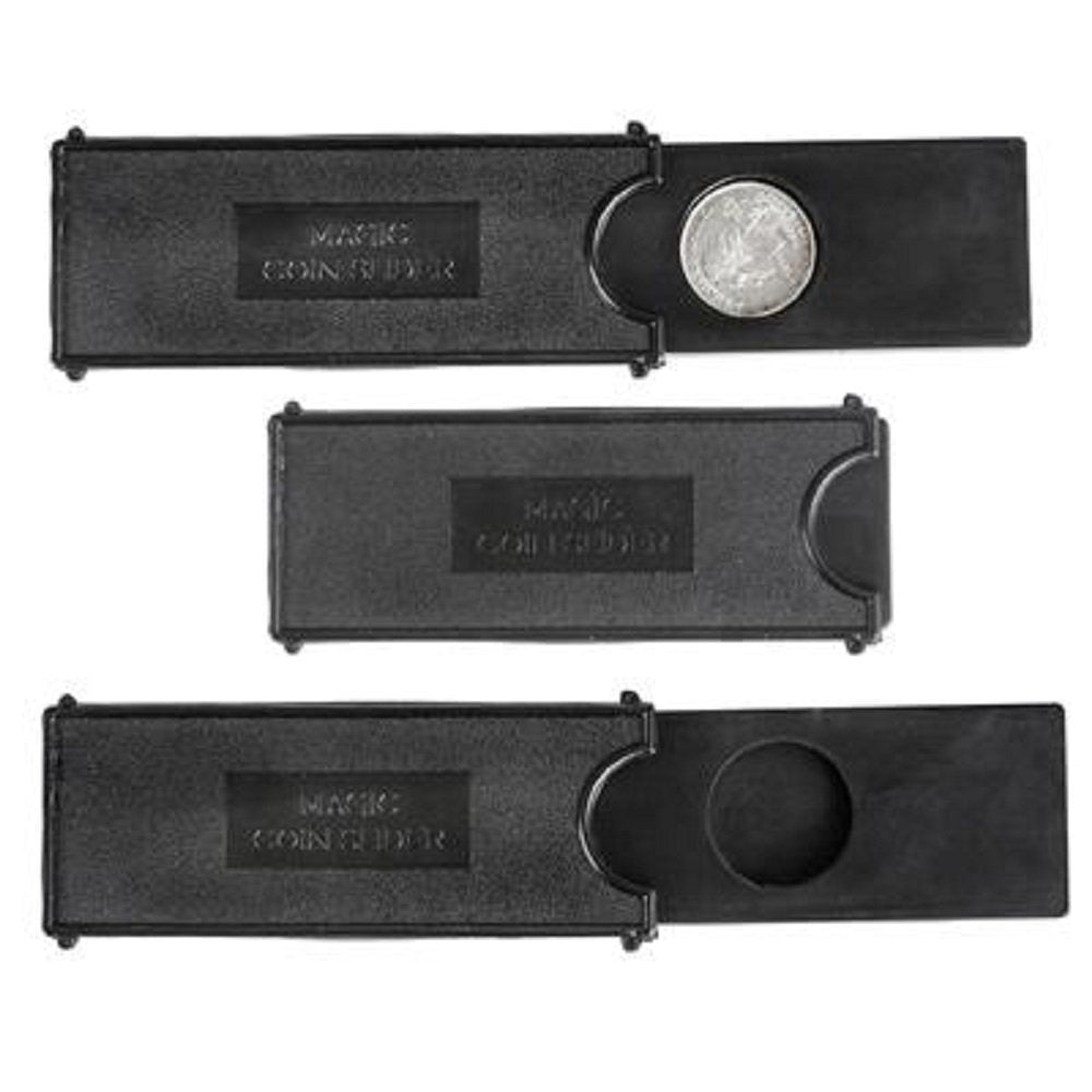 Rhode Island Novelty 4-Inch Magic Coin Case in black for sleight-of-hand practice.