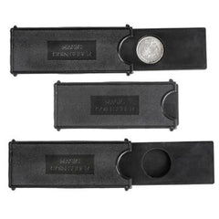 Rhode Island Novelty 4-Inch Magic Coin Case in black for sleight-of-hand practice.