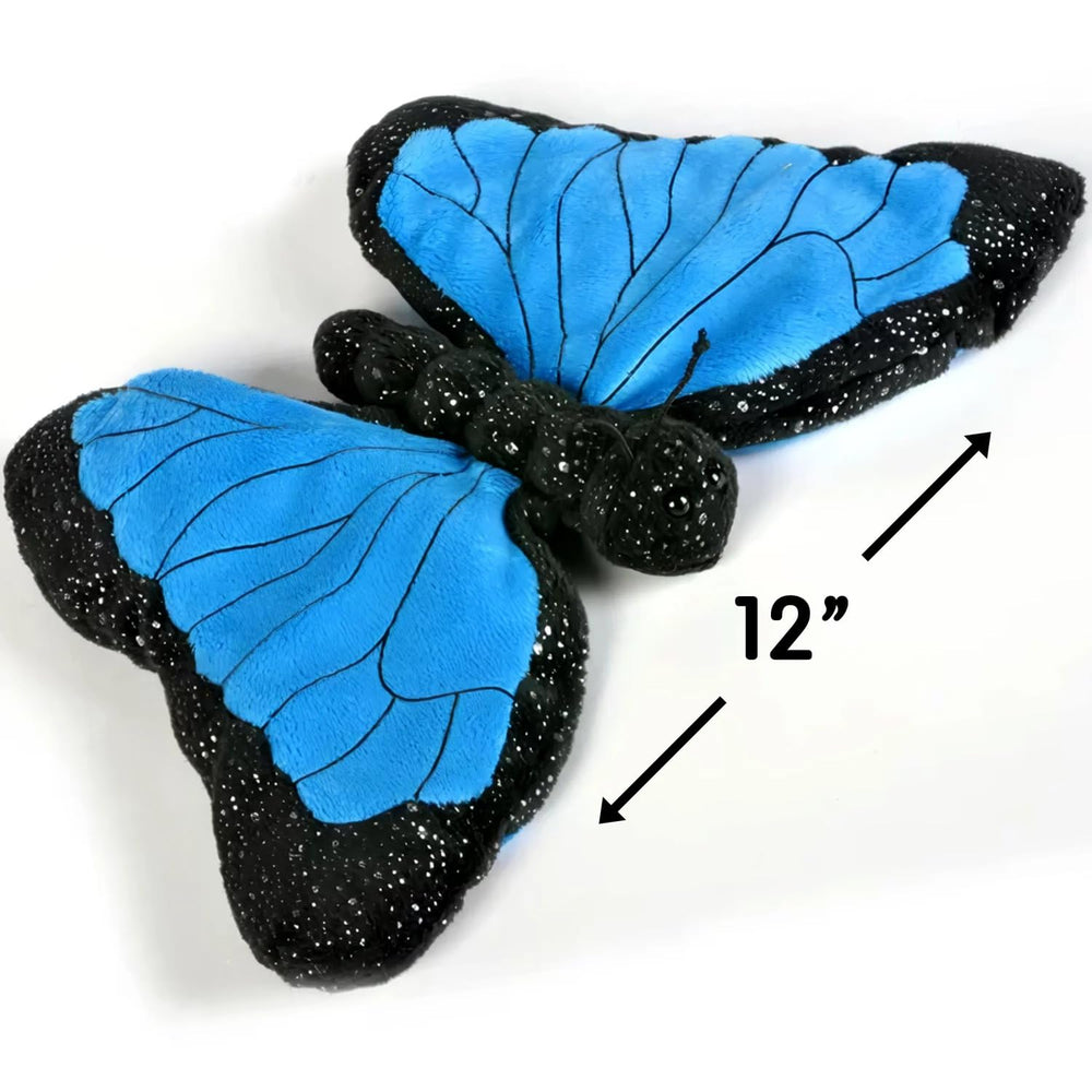 Rhode Island Novelty Blue Morpho Butterfly Plush open wings, ideal for shelf displays and gifting.