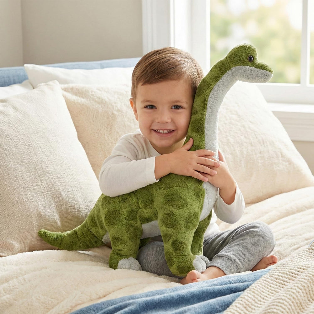 Rhode Island Novelty Brachiosaurus plush soft snuggles during storytelling.
