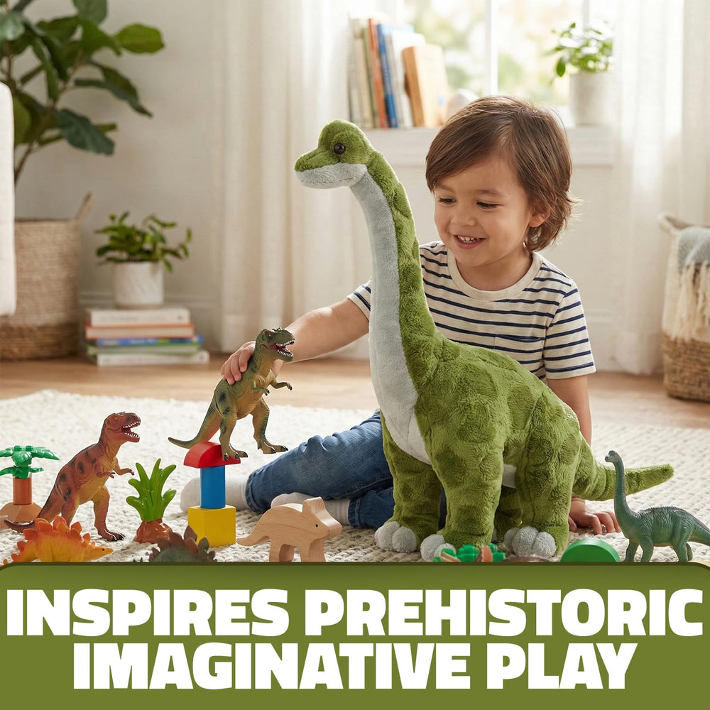 Rhode Island Novelty Brachiosaurus plush side view for imaginative play.