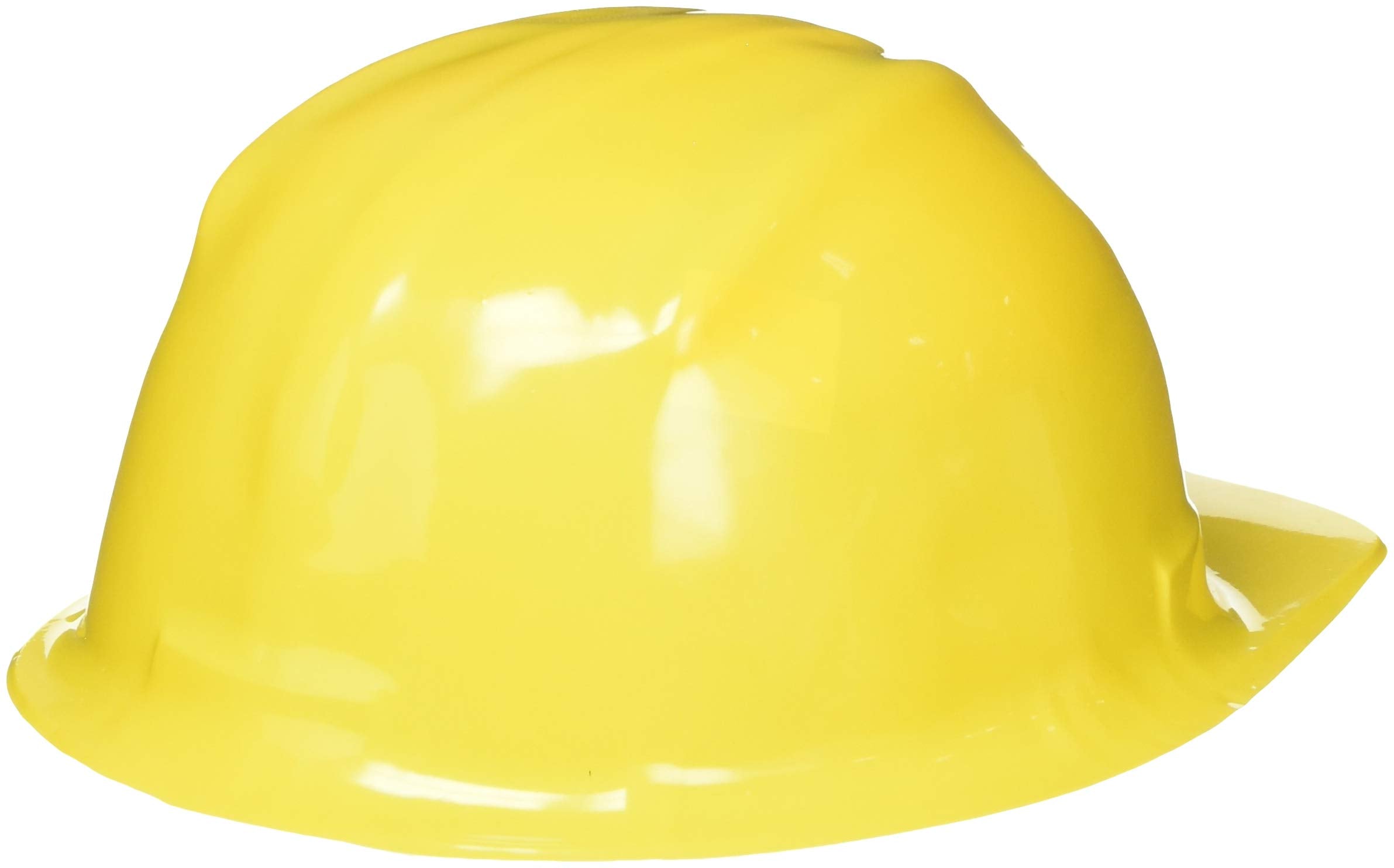 Rhode Island Novelty child-size yellow construction hat side view, ideal for imaginative builder role-play.