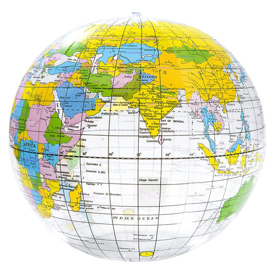 Rhode Island Novelty inflatable globe used for fun toss games and geography quizzes.