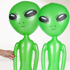 Rhode Island Novelty green alien inflatable creates whimsical birthday ambiance