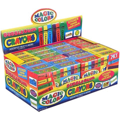 Rhode Island Novelty Magic Colors bubble gum crayons 24-pack rainbow palette inspires creative coloring.