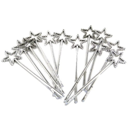 Rhode Island Novelty mini sequin star wand in silver, perfect party favors for kids.