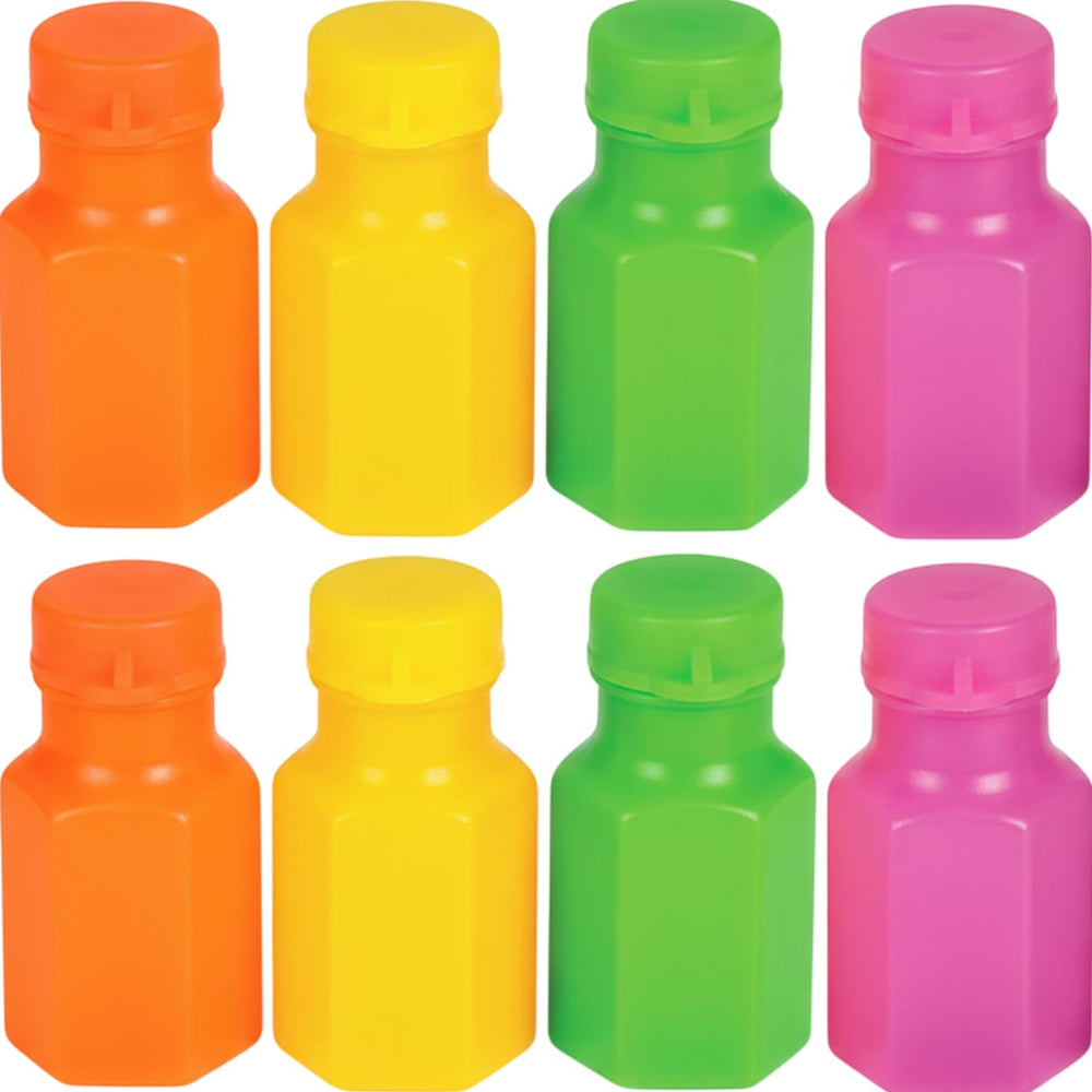 Rhode Island Novelty neon bubble bottles, 1.75-inch, pack of 48, ideal for party favors.