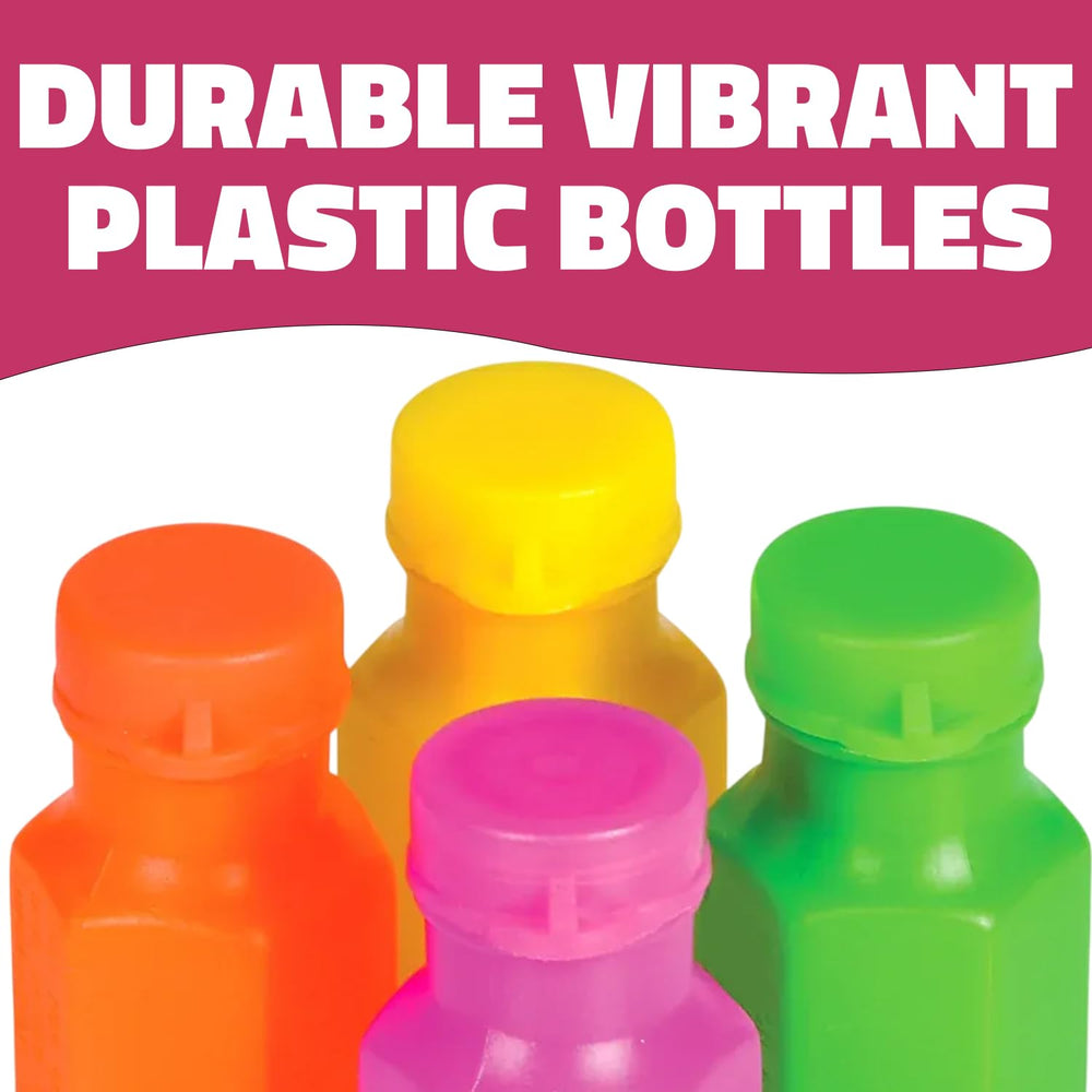 Rhode Island Novelty neon bubble bottles deliver colorful bubbles for outdoor play.
