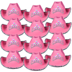 Rhode Island Novelty pink cowgirl hat with light-up tiara for party fun