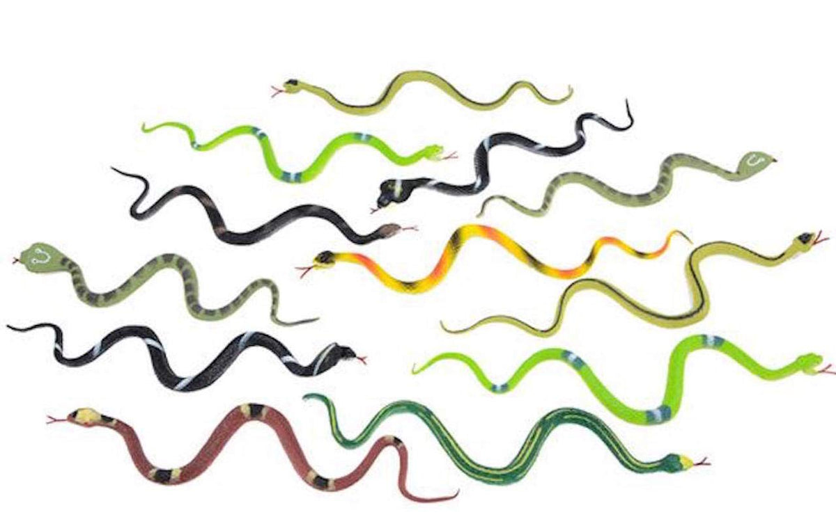 Rhode Island Novelty rain forest snakes contents: 12-pack for classroom fun and imaginative play.