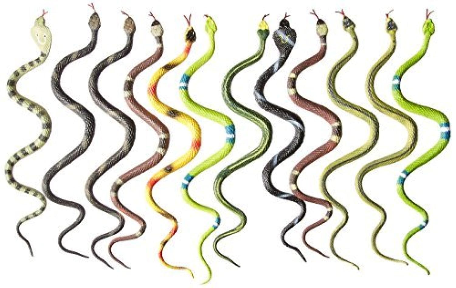 Rhode Island Novelty Rain Forest Snakes set of 12, front view, great for playful pranks.