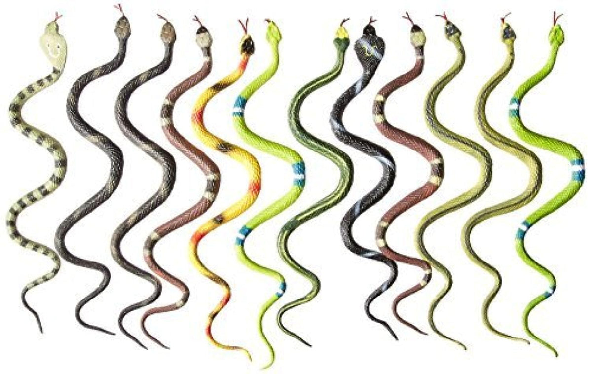 Rhode Island Novelty Rain Forest Snakes set of 12, front view, great for playful pranks.