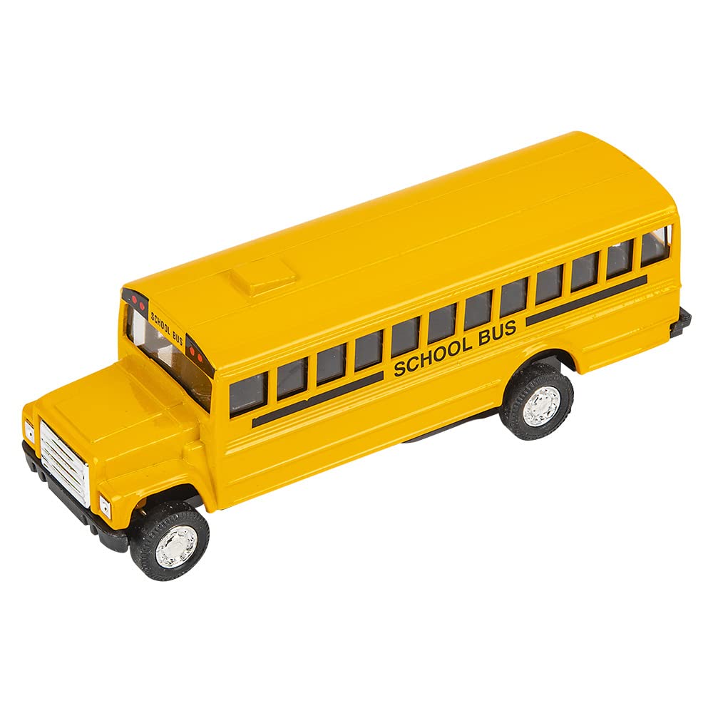 Rhode Island Novelty school bus front view highlights vivid details for imaginative play.