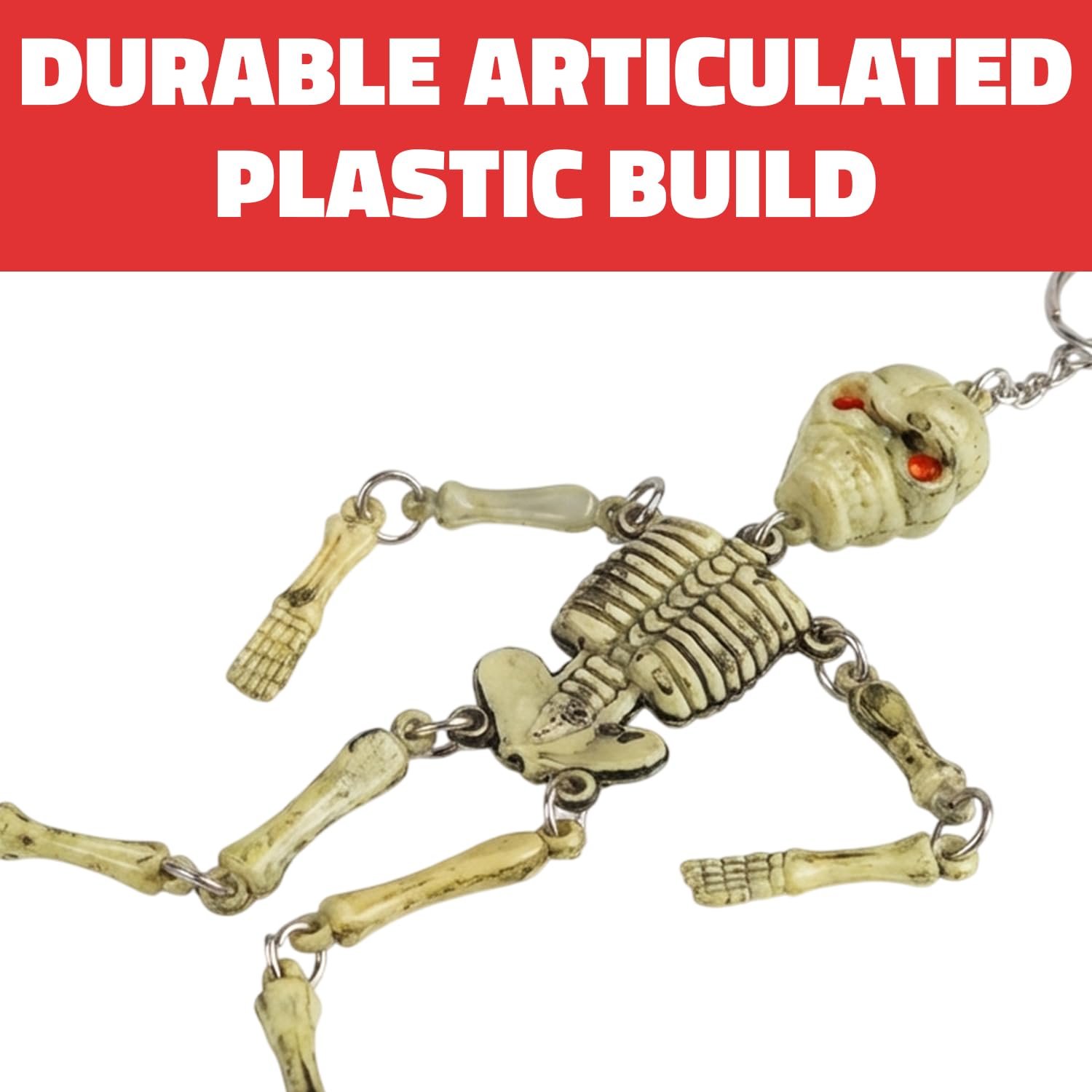 Rhode Island Novelty skeleton keychains on a keyring provide whimsical organization.