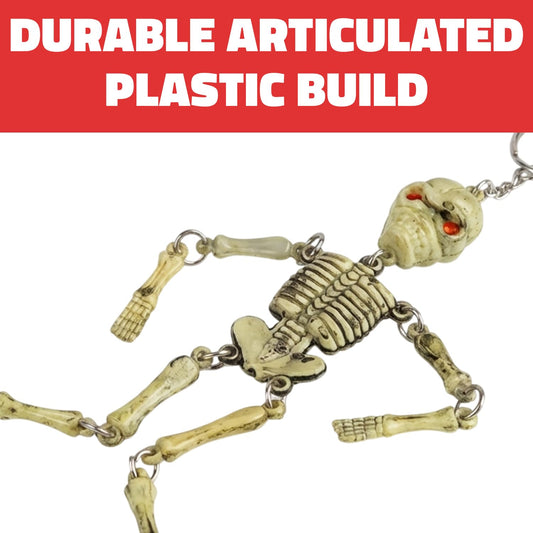 Rhode Island Novelty skeleton keychains on a keyring provide whimsical organization.