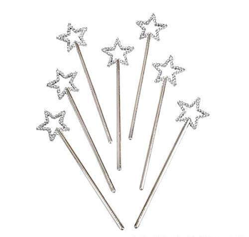 Rhode Island Novelty star wand silver, 7.5 inches total length, ideal for dress-up.