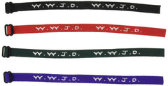 Rhode Island Novelty W.W.J.D bracelets 12-pack on display for daily wear and gifting