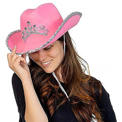 Rhode Island Novelty youth pink cowboy hat with blinking lights for celebrations