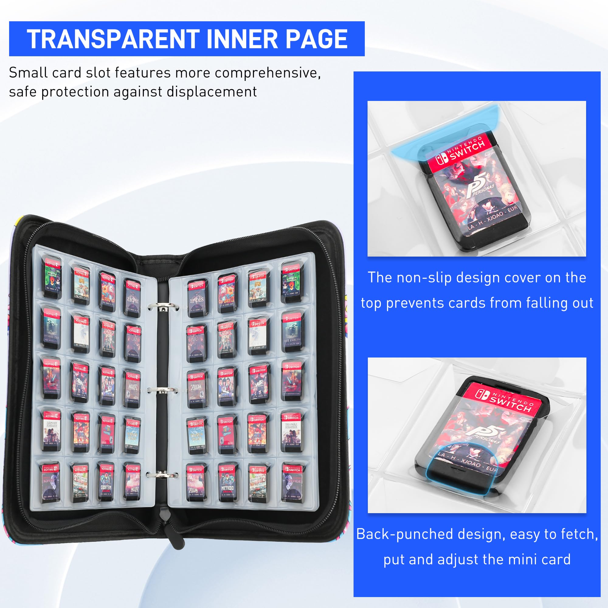 Transparent inner lining displaying cards clearly inside RHOTALL binder