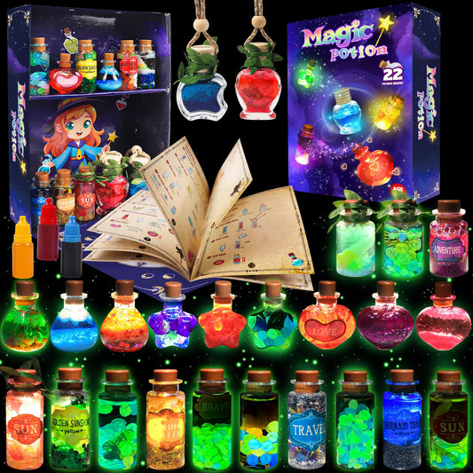Rhybor Magic Potion Kit display box with glowing potions for imaginative play